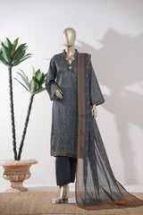 Bin Saeed Stitched 3 Piece Exclusive Printed Lawn Vol-09 Suit-LSM-2924-Dark Grey