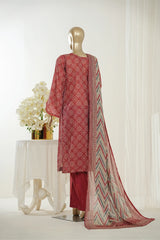 Bin Saeed Stitched 3 Piece Exclusive Printed Lawn Vol-10 Suit-LSM-2950-MAROON