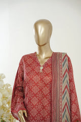 Bin Saeed Stitched 3 Piece Exclusive Printed Lawn Vol-10 Suit-LSM-2950-MAROON