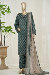 Bin Saeed Stitched 3 Piece Exclusive Printed Lawn Vol-10 Suit-LSM-2970-GREEN