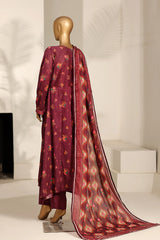 Bin Saeed Stitched 3 Piece Exclusive Printed Frock-LSM-2978-RED