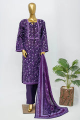 Bin Saeed Stitched 3 Piece Exclusive Printed Lawn Vol-12 Suit-LSM-3164-PURPLE