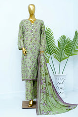 Bin Saeed Stitched 3 Piece Exclusive Printed Lawn Vol-12 Suit-LSM-3194-PISTA