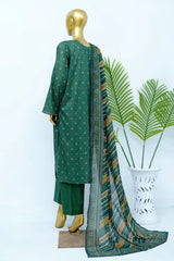 Bin Saeed Stitched 3 Piece Exclusive Printed Lawn Vol-12 Suit-LSM-3195-GREEN