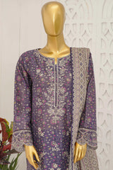 Bin Saeed Stitched 3 Piece Exclusive Emb Lawn With Flapper Suit-LSM-3206-PURPLE