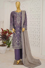 Bin Saeed Stitched 3 Piece Exclusive Emb Lawn With Flapper Suit-LSM-3206-PURPLE