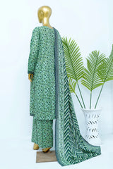 Bin Saeed Stitched 3 Piece Exclusive Printed Lawn Vol-12 Suit-LSM-3209-GREEN
