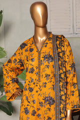 Bin Saeed Stitched 3 Piece Exc Printed Lawn Vol-03 Drop-02 Collection'2025-NSM-2312-Mustard