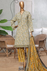 Bin Saeed Stitched 3 Piece Exc Printed Lawn Vol-03 Drop-02 Collection'2025-NSM-2314-Lemon