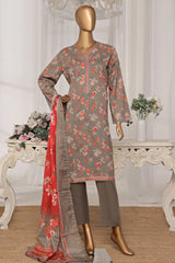 Bin Saeed Stitched 3 Piece Exc Printed Lawn Vol-03 Drop-02 Collection'2025-NSM-2316-Green