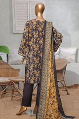 Bin Saeed Stitched 3 Piece Exc Printed Lawn Vol-03 Drop-02 Collection'2025-NSM-2317-Black
