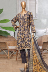 Bin Saeed Stitched 3 Piece Exc Printed Lawn Vol-03 Drop-02 Collection'2025-NSM-2317-Black