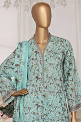 Bin Saeed Stitched 3 Piece Exc Printed Lawn Vol-03 Drop-02 Collection'2025-NSM-2318-Sea Green