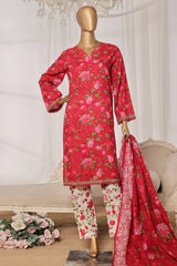 Bin Saeed Stitched 3 Piece Exc Printed Lawn Vol-03 Drop-02 Collection'2025-NSM-2319-Pink