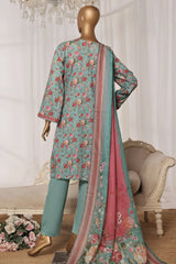 Bin Saeed Stitched 3 Piece Exc Printed Lawn Vol-03 Drop-02 Collection'2025-NSM-2323-Green