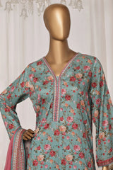 Bin Saeed Stitched 3 Piece Exc Printed Lawn Vol-03 Drop-02 Collection'2025-NSM-2323-Green
