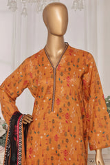 Bin Saeed Stitched 3 Piece Exc Printed Lawn Vol-03 Drop-02 Collection'2025-NSM-2324-Mustard