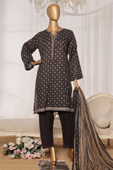 Bin Saeed Stitched 3 Piece Exc Printed Lawn Vol-03 Drop-02 Collection'2025-NSM-2325-Black