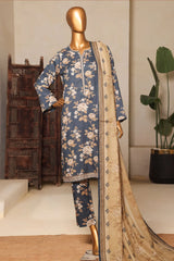 Bin Saeed Stitched 3 Piece Exc Printed Lawn Vol-04 Drop-02 Collection'2025-NSM-2326-Dark Green