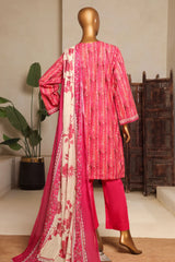 Bin Saeed Stitched 3 Piece Exc Printed Lawn Vol-04 Drop-02 Collection'2025-NSM-2327-Pink
