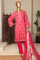 Bin Saeed Stitched 3 Piece Exc Printed Lawn Vol-04 Drop-02 Collection'2025-NSM-2327-Pink