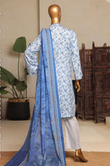Bin Saeed Stitched 3 Piece Exc Printed Lawn Vol-04 Drop-02 Collection'2025-NSM-2328-Blue