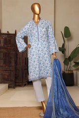 Bin Saeed Stitched 3 Piece Exc Printed Lawn Vol-04 Drop-02 Collection'2025-NSM-2328-Blue
