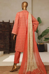 Bin Saeed Stitched 3 Piece Exc Printed Lawn Vol-04 Drop-02 Collection'2025-NSM-2329-Peach