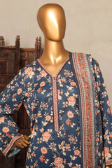 Bin Saeed Stitched 3 Piece Exc Printed Lawn Vol-04 Drop-02 Collection'2025-NSM-2330-Blue