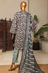 Bin Saeed Stitched 3 Piece Exc Printed Lawn Vol-04 Drop-02 Collection'2025-NSM-2332-Black