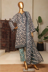 Bin Saeed Stitched 3 Piece Exc Printed Lawn Vol-04 Drop-02 Collection'2025-NSM-2332-Black