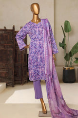 Bin Saeed Stitched 3 Piece Exc Printed Lawn Vol-04 Drop-02 Collection'2025-NSM-2335-Purple