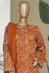 Bin Saeed Stitched 3 Piece Exc Printed Lawn Vol-05 Drop-02 Collection'2025-NSM-2336-Yellow