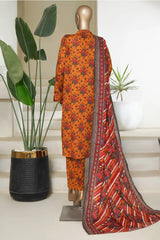 Bin Saeed Stitched 3 Piece Exc Printed Lawn Vol-05 Drop-02 Collection'2025-NSM-2338-Mustard