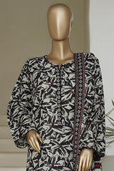 Bin Saeed Stitched 3 Piece Exc Printed Lawn Vol-05 Drop-02 Collection'2025-NSM-2341-Black