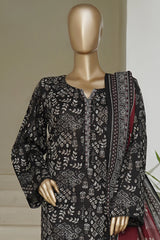 Bin Saeed Stitched 3 Piece Exc Printed Lawn Vol-05 Drop-02 Collection'2025-NSM-2342-Black