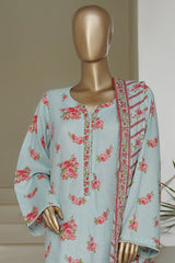 Bin Saeed Stitched 3 Piece Exc Printed Lawn Vol-05 Drop-02 Collection'2025-NSM-2343-Ferozi