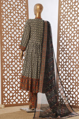 Bin Saeed Stitched 3 Piece Peplum Exclusive Printed Lawn Frock Collection-SM-1741-White