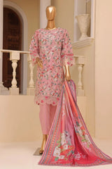 Bin Saeed Stitched 3 Piece Exclusive Emb Lawn Vol-05 Collection-SM-1944-Pink