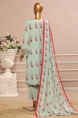 Bin Saeed Stitched 3 Piece Exclusive Emb Lawn Vol-05 Collection-SM-1946-Mint