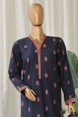Bin Saeed Stitched 3 Piece Luxury Plain Cotton With Chiffon Dupatta Collection'2025-SMPC-1828-Navy Blue