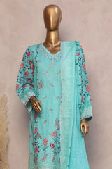 Ronaq E Eid By Bin Saeed Stitched 3 Piece Exc Emb Lawn Collection'2025-WC-1892-Ferozi