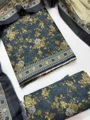 Bin Saeed Printed Lawn Unstitched 3 Piece Suit - D-01