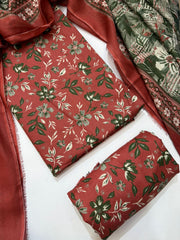 Bin Saeed Printed Lawn Unstitched 3 Piece Suit - D-06