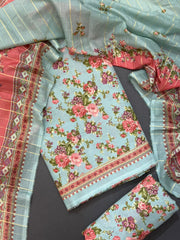 Bin Saeed Printed Lawn Unstitched 3 Piece Suit - D-45