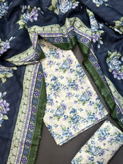 Bin Saeed Printed Lawn Unstitched 3 Piece Suit - D-56