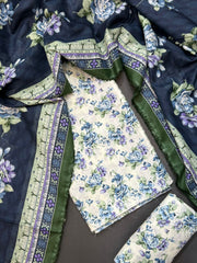 Bin Saeed Printed Lawn Unstitched 3 Piece Suit - D-56