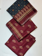 Bin Saeed Printed Khaddar Unstitched 3 Piece Suit - D-8