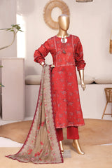 Bin Saeed Stitched 3 Piece Exclusive Printed Frock-LSM-2987-MEHROON