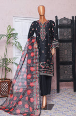 Bin Saeed Embroidered Cotton Stitched 3 Piece Suit - D-10 - BS25LPC - Black - Summer Collection